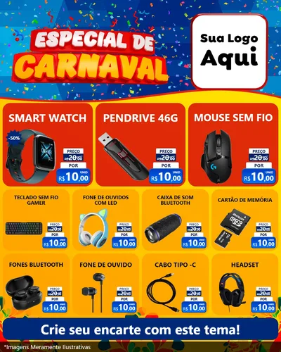 Modelo de Rede Social para Feed Instagram com o tema Especial de Carnaval para Informática