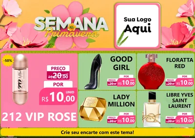 Modelo de Encarte para Encarte A4 Horizontal com o tema Semana da Primavera para Perfumes