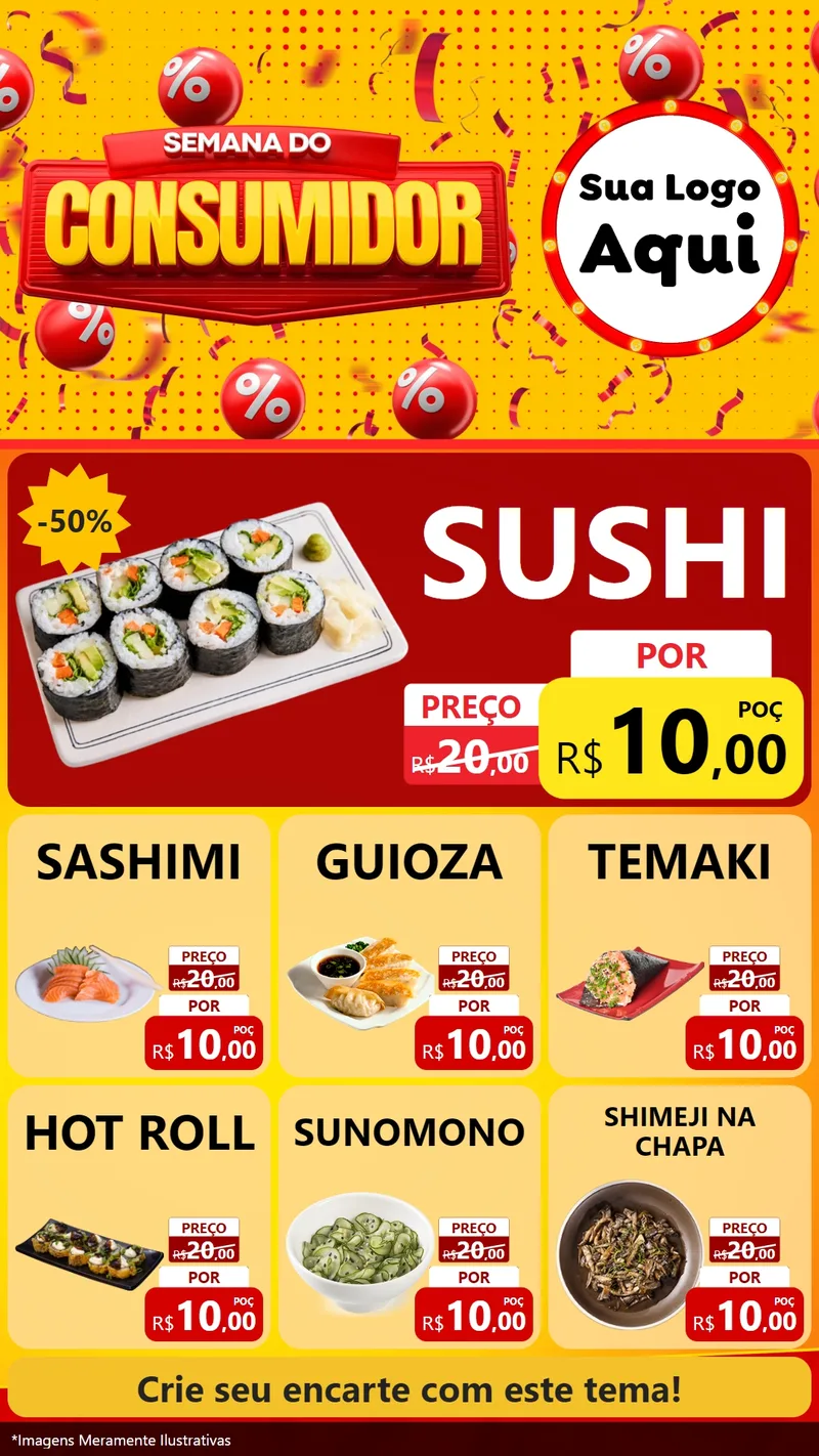 Modelo de Rede Social para Stories com o tema Semana do Consumidor para Comida japonesa