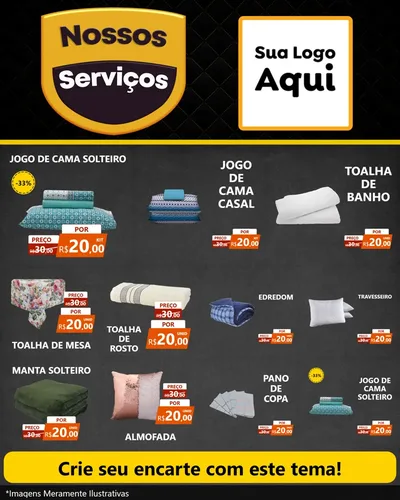 Modelo de Rede Social para Feed Instagram com o tema Nossos Serviços para Cama, Mesa e Banho