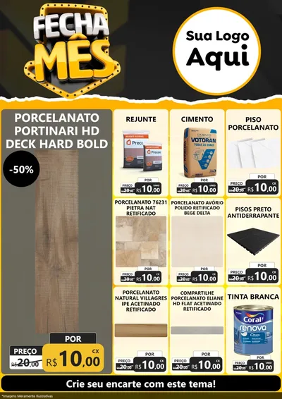 Modelo de Encarte para Encarte A4 Vertical com o tema Fecha Mês para Pisos e revestimentos