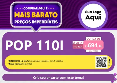 Modelo de Cartaz para Cartaz A4 Horizontal com o tema Mais Barato para Concessionaria de Motos