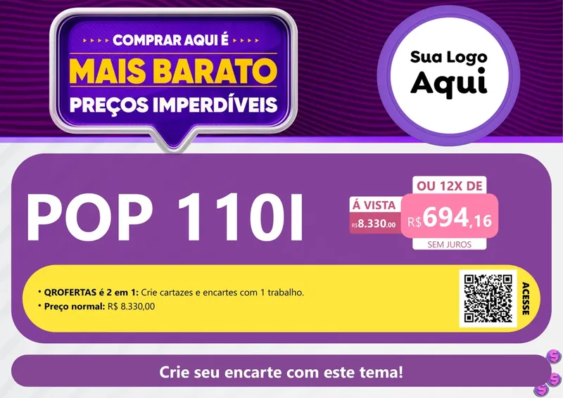 Modelo de Cartaz para Cartaz A4 Horizontal com o tema Mais Barato para Concessionaria de Motos
