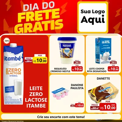Modelo de Rede Social para Feed Facebook com o tema Dia do Frete Grátis para Frios e Laticínios