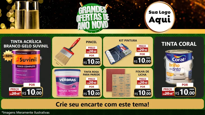 Modelo de TV para TV Horizontal com o tema Grandes Ofertas de Ano Novo para Tintas e Ferramentas