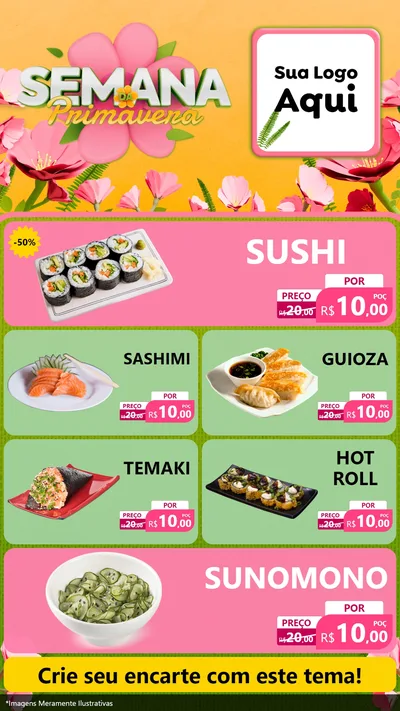 Modelo de TV para TV Vertical com o tema Semana da Primavera para Comida japonesa