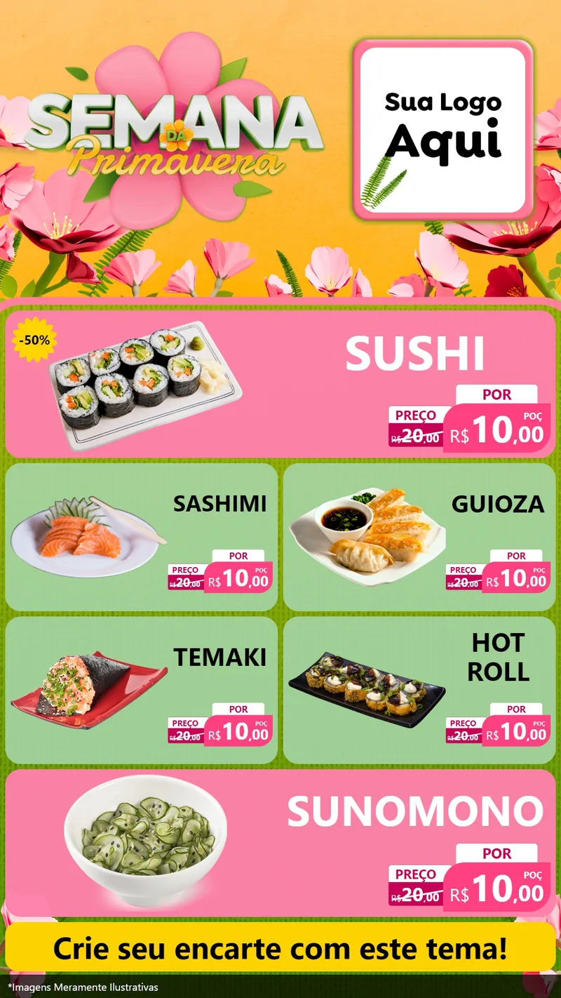 Modelo de TV para TV Vertical com o tema Semana da Primavera para Comida japonesa