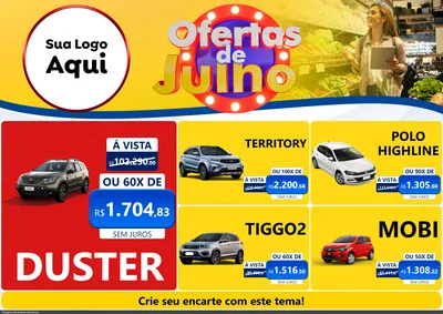 Modelo de Encarte para Encarte A4 Horizontal com o tema Ofertas de Julho para Concessionaria de Carros