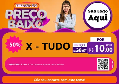 Modelo de Cartaz para Cartaz A4 Horizontal com o tema Semana do Preço Baixo para Hamburgueria