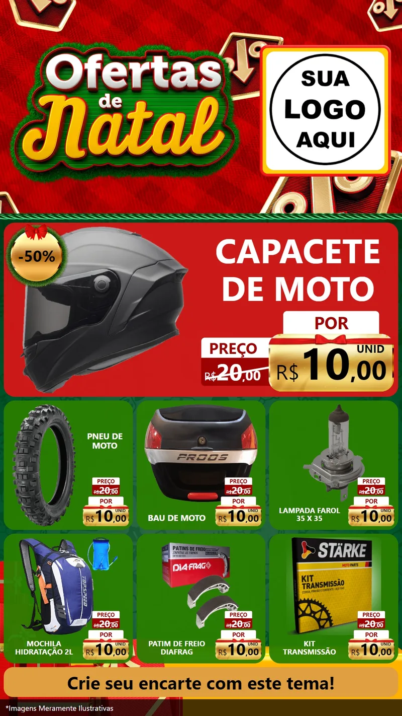 Modelo de Rede Social para Stories com o tema Ofertas de Natal para Moto peças