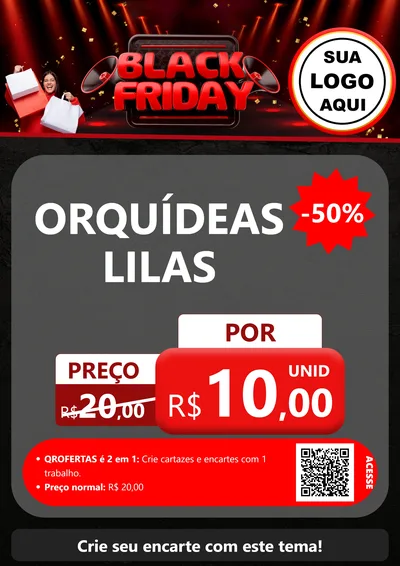 Modelo de Cartaz para Cartaz A4 Vertical com o tema Black Friday para Floricultura e jardim