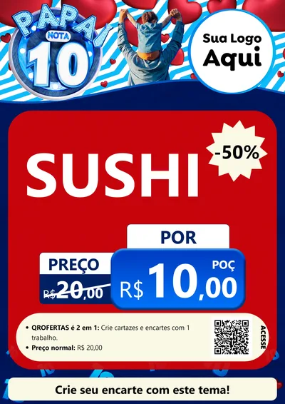 Modelo de Cartaz para Cartaz A4 Vertical com o tema Papai Nota 10 para Comida japonesa