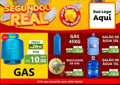 Modelo de Encarte para Encarte A4 Horizontal com o tema Segundou do Real para Água e gás