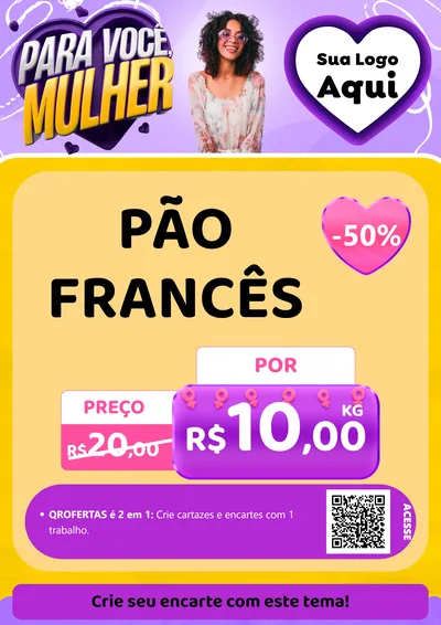 Modelo de Cartaz para Cartaz A4 Vertical com o tema Para Você, Mulher para Padaria