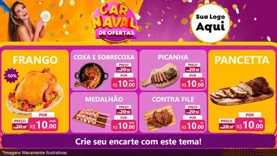 Modelo de TV para TV Horizontal com o tema Carnaval de Ofertas para Assados
