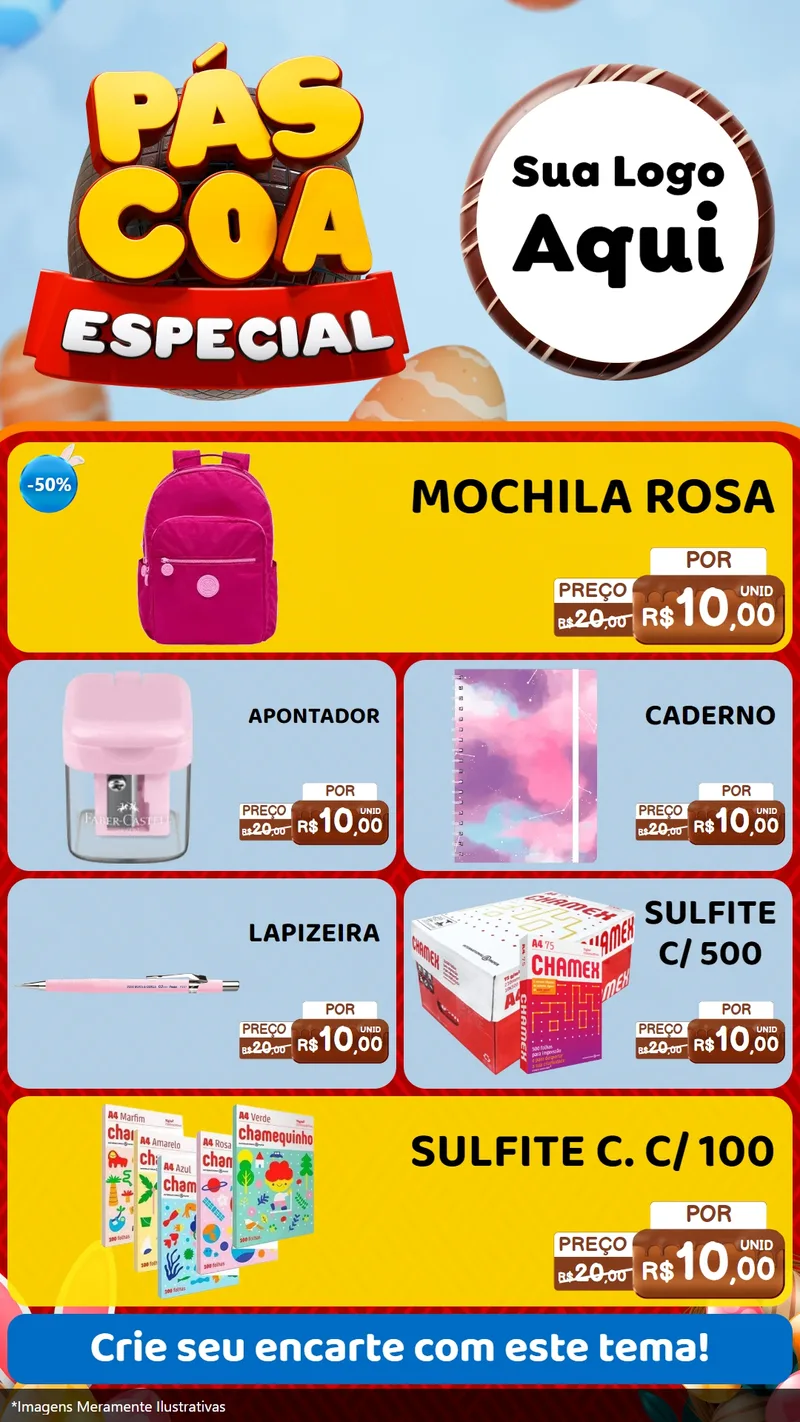 Modelo de TV para TV Vertical com o tema Páscoa Especial para Papelaria