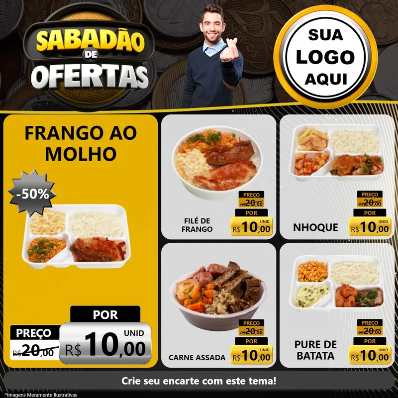 Modelo de Rede Social para Feed Facebook com o tema Sabadão de Ofertas para Restaurante
