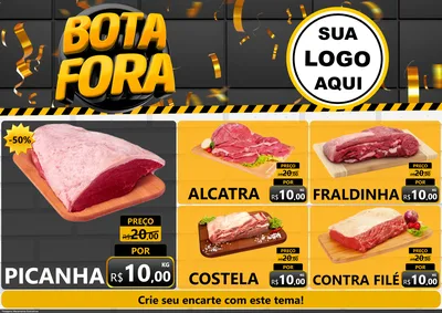 Modelo de Encarte para Encarte A4 Horizontal com o tema Bota Fora para Açougue