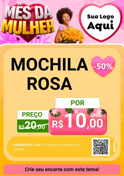 Modelo de Cartaz para Cartaz A4 Vertical com o tema Mês da Mulher para Papelaria