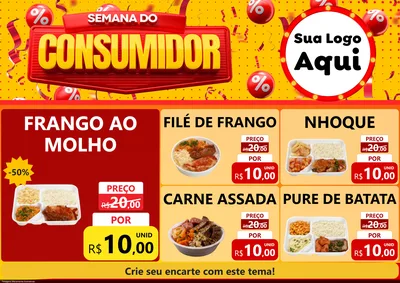 Modelo de Encarte para Encarte A4 Horizontal com o tema Semana do Consumidor para Restaurante
