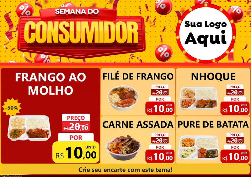 Modelo de Encarte para Encarte A4 Horizontal com o tema Semana do Consumidor para Restaurante