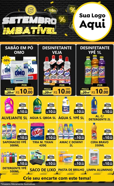 Modelo de Encarte para Encarte Grande com o tema Setembro Imbatível para Produtos de Limpeza