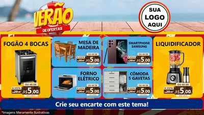 Modelo de TV para TV Horizontal com o tema Verão de Ofertas para Móveis e Eletro