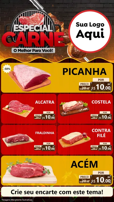 Modelo de TV para TV Vertical com o tema Especial da Carne - O melhor para você! para Açougue