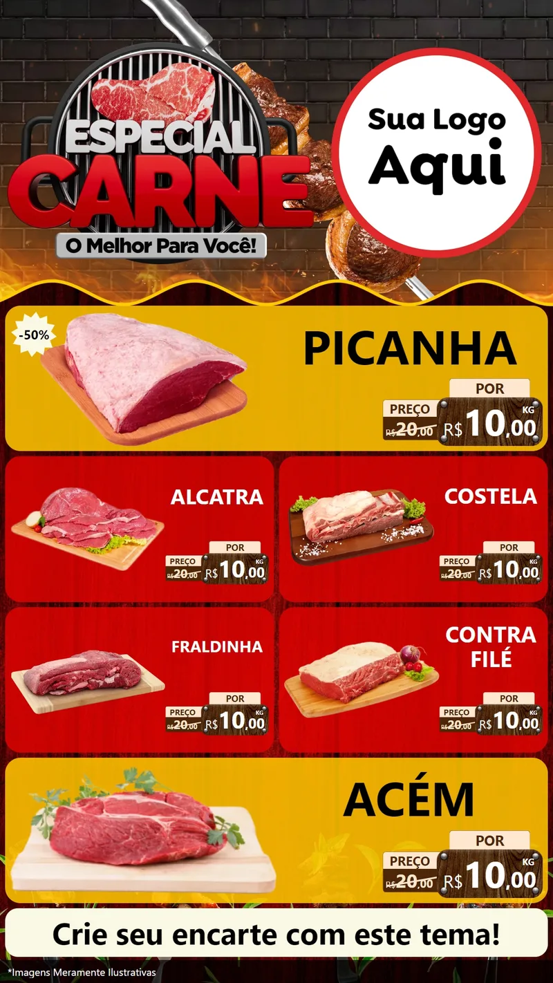 Modelo de TV para TV Vertical com o tema Especial da Carne - O melhor para você! para Açougue