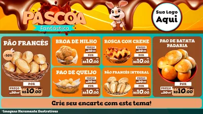 Modelo de TV para TV Horizontal com o tema Páscoa Fantástica para Padaria