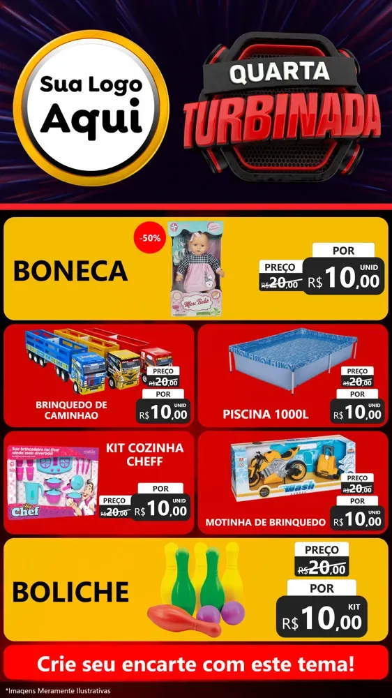 Modelo de TV para TV Vertical com o tema Quarta Turbinada para Brinquedos