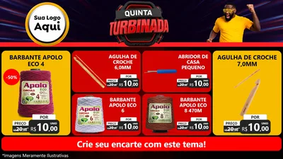 Modelo de TV para TV Horizontal com o tema Quinta Turbinada para Armarinho e Aviamentos