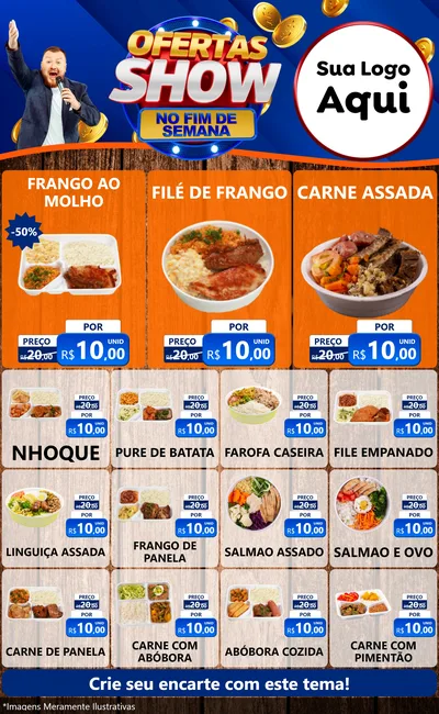 Modelo de Encarte para Encarte Grande com o tema Ofertas Show No Fim De Semana para Restaurante