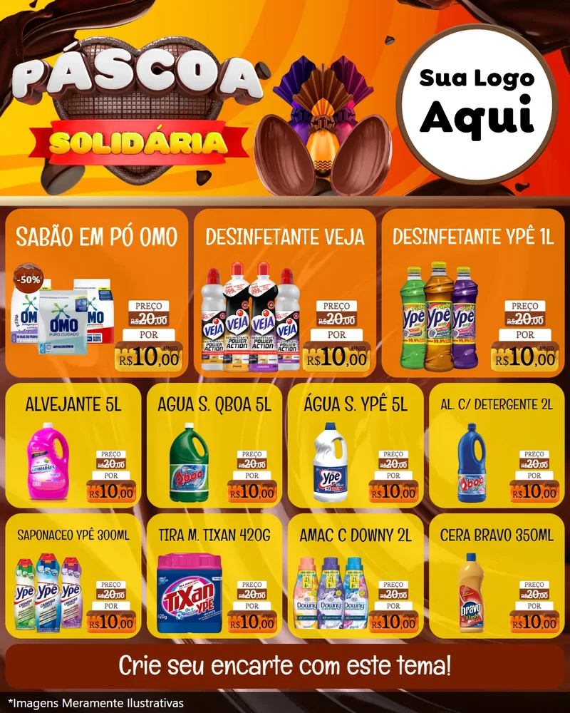 Modelo de Rede Social para Feed Instagram com o tema Páscoa Solidária para Produtos de Limpeza