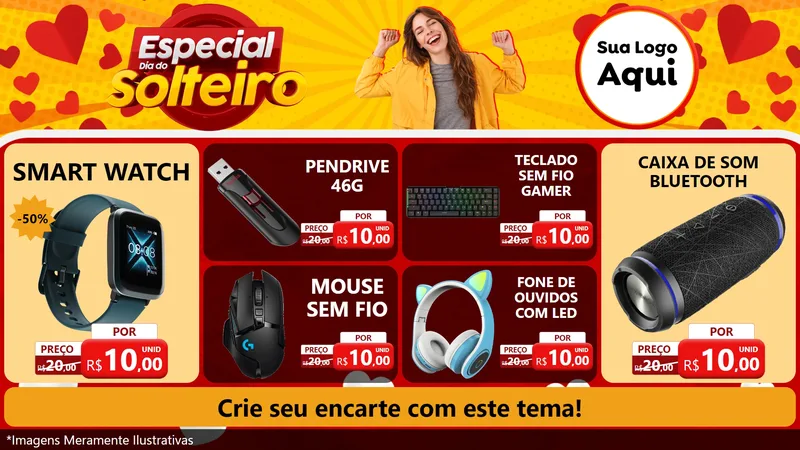 Modelo de TV para TV Horizontal com o tema Especial Dia do Solteiro para Informática