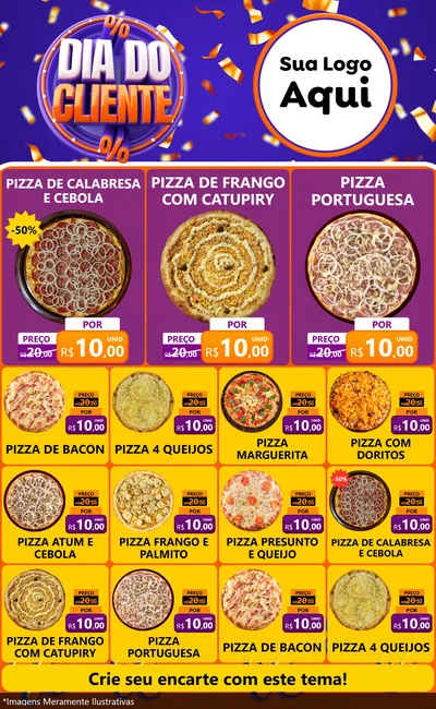 Modelo de Encarte para Encarte Grande com o tema Dia do Cliente para Pizzaria