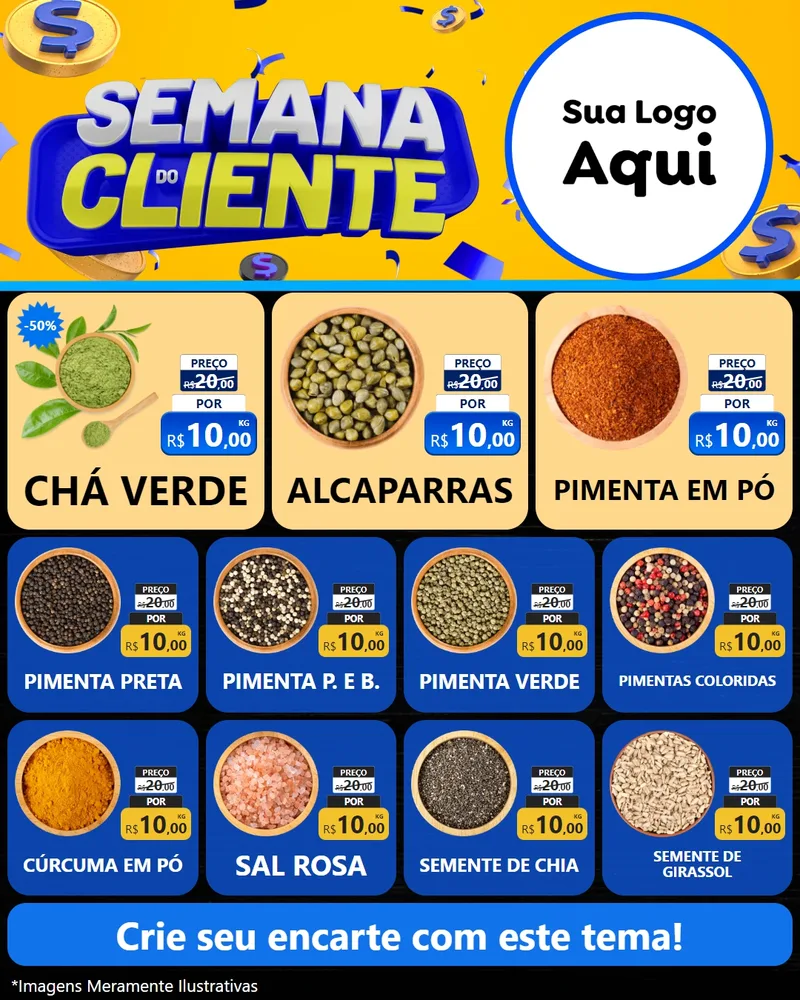 Modelo de Rede Social para Feed Instagram com o tema Semana do Cliente para Produtos Naturais