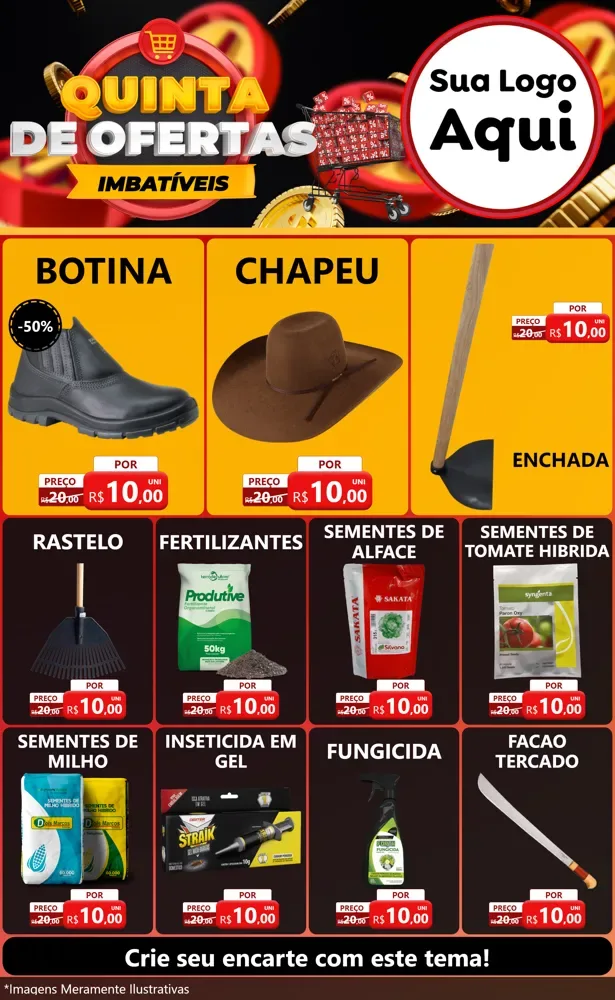 Modelo de Encarte para Encarte Grande com o tema Quinta de Ofertas Imbatíveis para Agropecuária