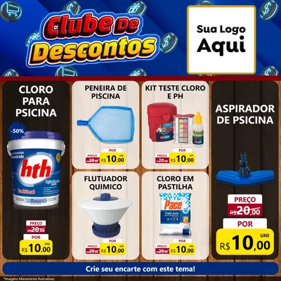 Modelo de Rede Social para Feed Facebook com o tema Clube de Descontos para Produtos para Piscina