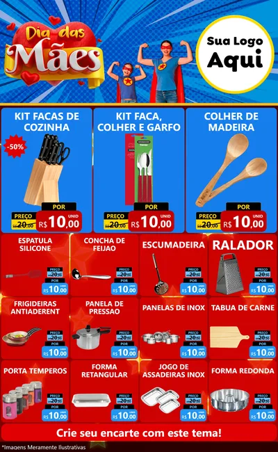 Modelo de Encarte para Encarte Grande com o tema Dia das Mães para Utilidades Domésticas
