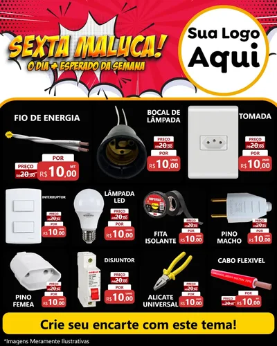 Modelo de Rede Social para Feed Instagram com o tema Sexta Maluca! para Materiais Elétricos