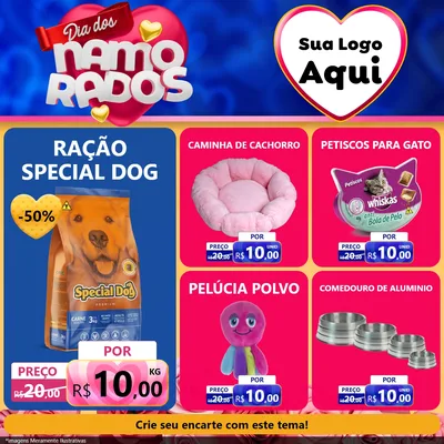 Modelo de Rede Social para Feed Facebook com o tema Dia dos namorados para Pet Shop