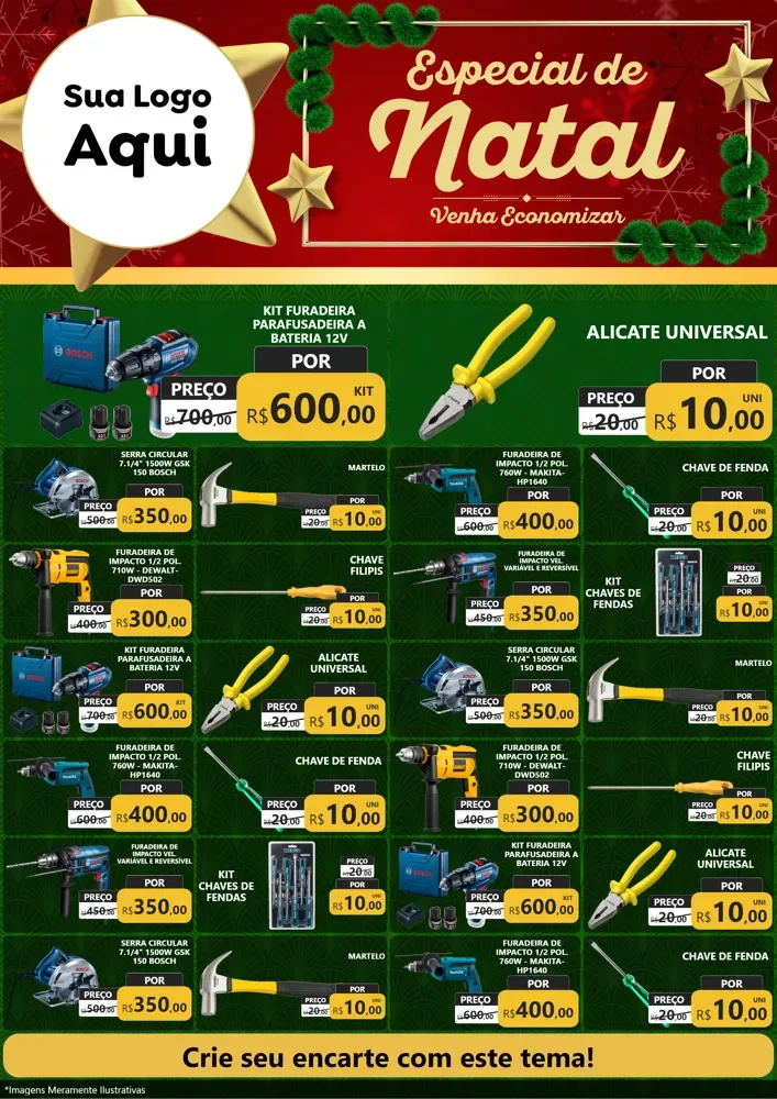 Modelo de Encarte para Encarte A4 Vertical com o tema Especial de Natal para Maquinas e Ferramentas