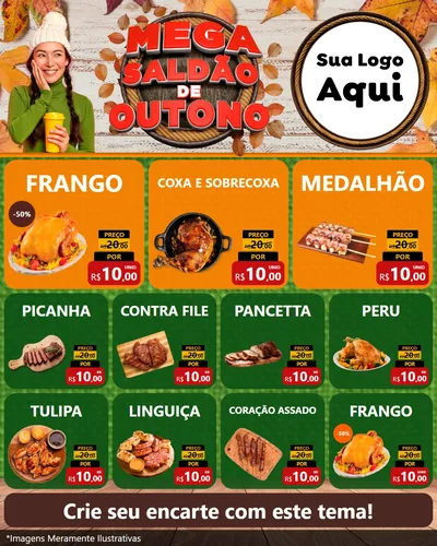 Modelo de Rede Social para Feed Instagram com o tema Mega Saldão de Outono para Assados