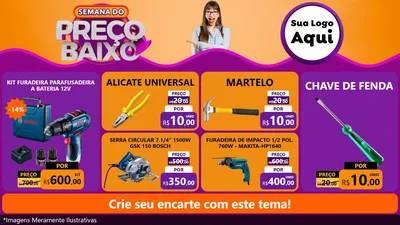 Modelo de TV para TV Horizontal com o tema Semana do Preço Baixo para Maquinas e Ferramentas