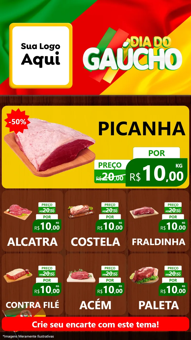 Modelo de Rede Social para Stories com o tema Dia do Gaúcho para Açougue