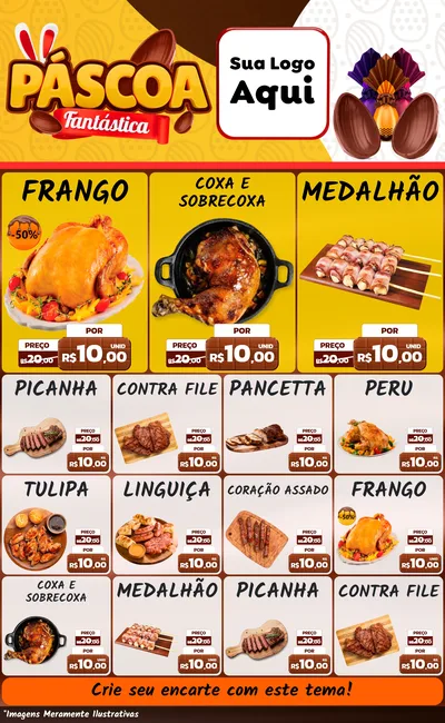 Modelo de Encarte para Encarte Grande com o tema Páscoa Fantástica para Assados