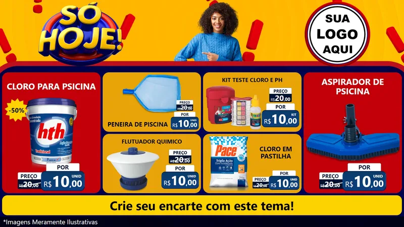 Modelo de TV para TV Horizontal com o tema Só Hoje! para Produtos para Piscina