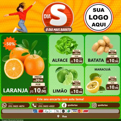 Modelo de Rede Social para Feed Facebook com o tema Dia S - O Dia Mais Barato para Hortifrúti