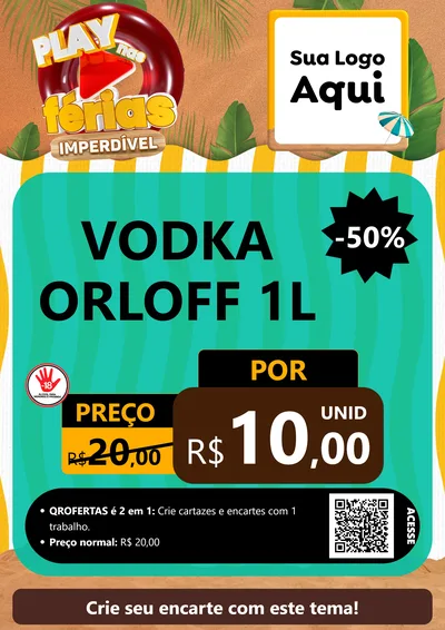 Modelo de Cartaz para Cartaz A4 Vertical com o tema Play Nas Férias Imperdível para Distribuidora de bebidas